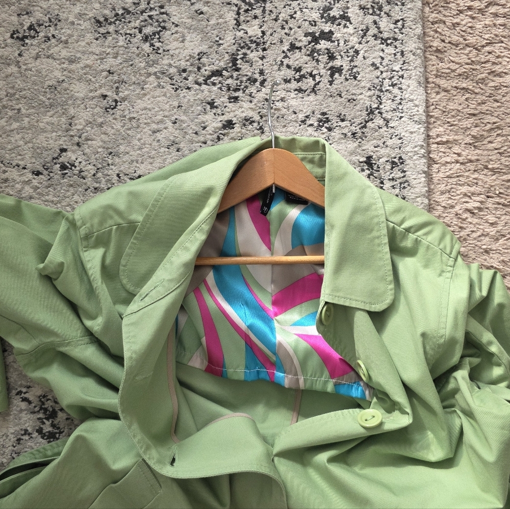 SOLD Y2k New Directions Trench Coat Preppy Cottage Core Womens 1x Light Lime - Picture 7 of 7